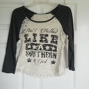 Grey and off white blouse